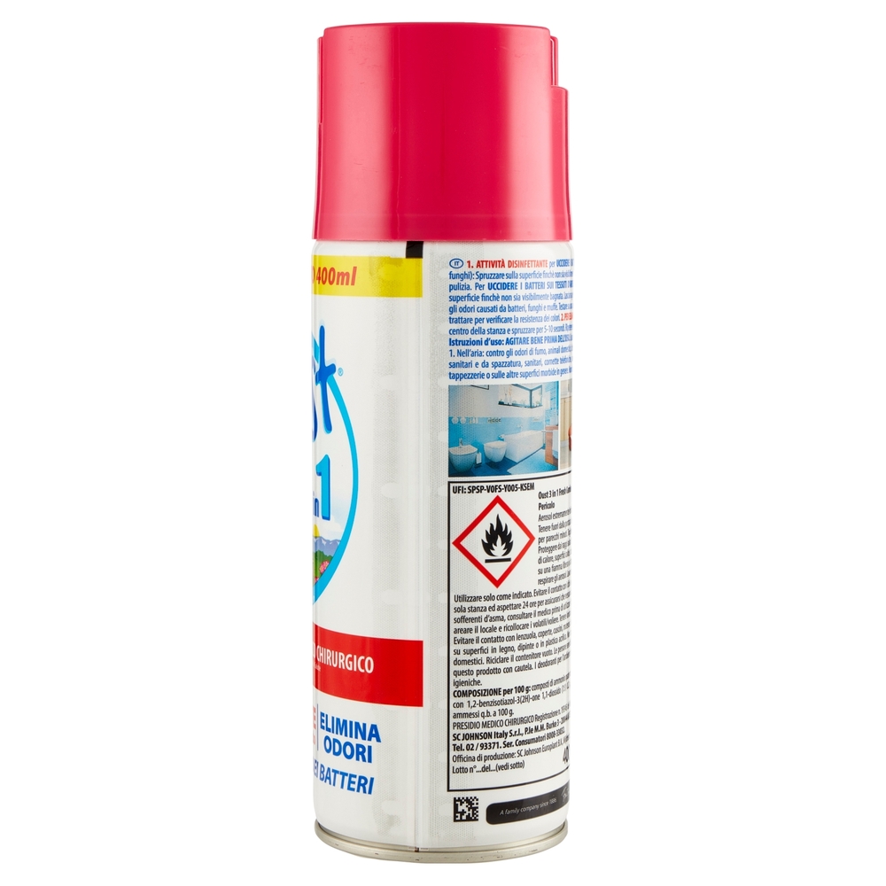 Oust 3 in 1 Spray Disinfettante per Superfici e Tessuti d'Arredo, Fragranza Floreale 400ml